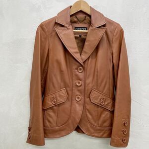 Guess Leather Jacket Small 70s Style Brown Camel Leather Jacket Size Small Guess